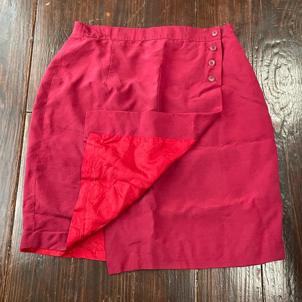Elegant Silk Button Pencil Skirt